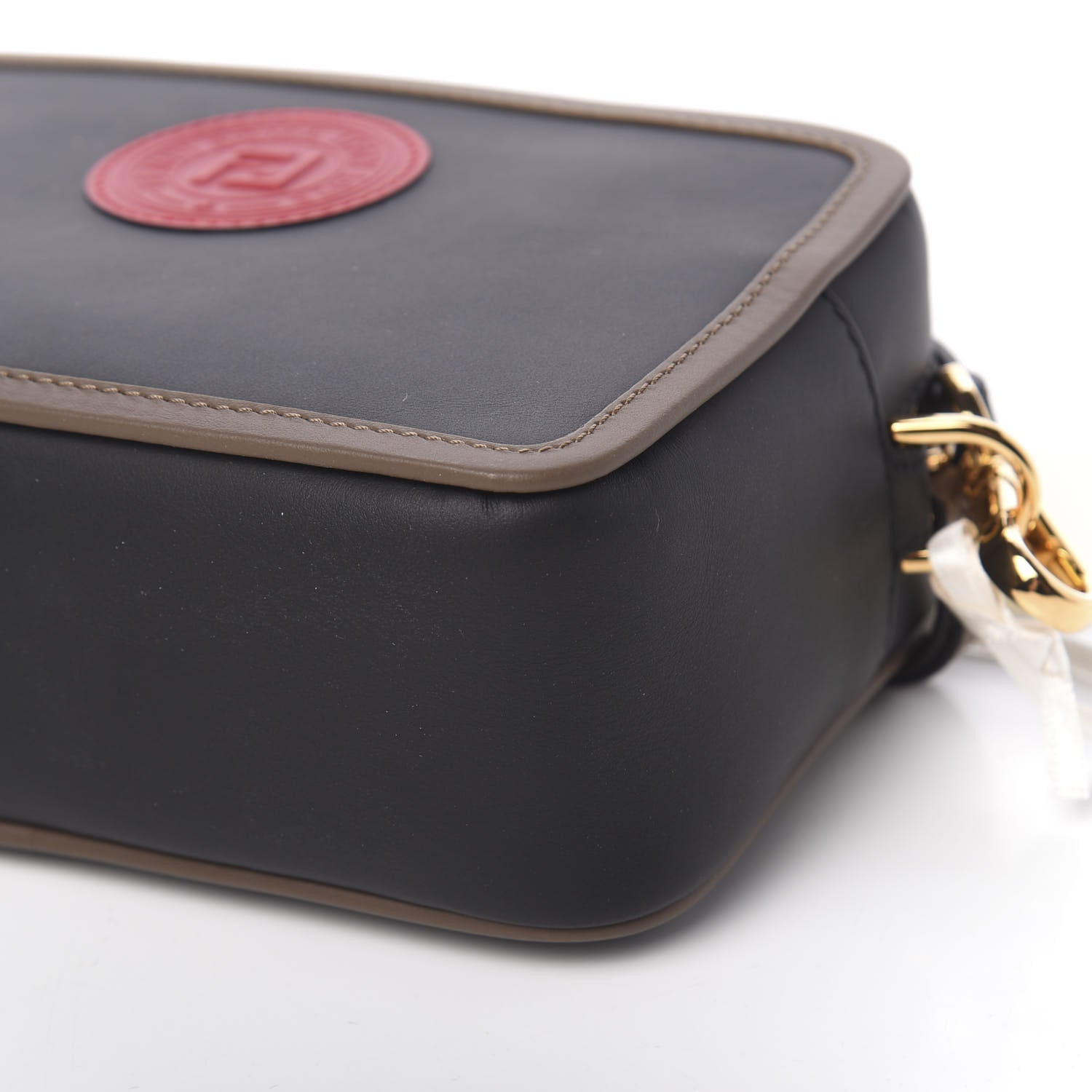 Fendi Vitello Century Matte Stamp Patch Bi-Color Mini Camera Case Black Maya Fragola 9 of 11