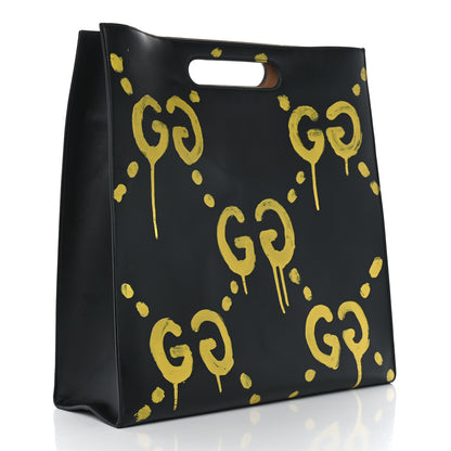 Gucci Calfskin GucciGhost Real Large XL Tote Black Yellow 3 of 10