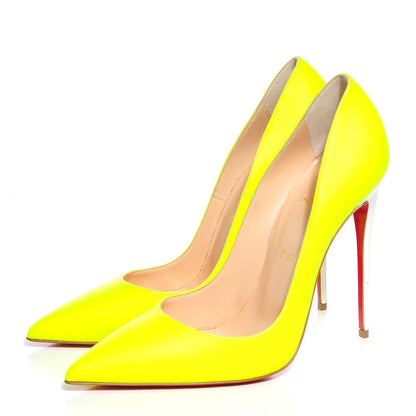 Christian Louboutin Matte Calfskin Jazz Calf Fluo So Kate 120 Pumps 40 Yellow White 3 of 7