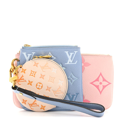 Louis Vuitton Empreinte Monogram Giant By The Pool Trio Pouch Rosebud Summer Blue Cream Saffron 1 of 8