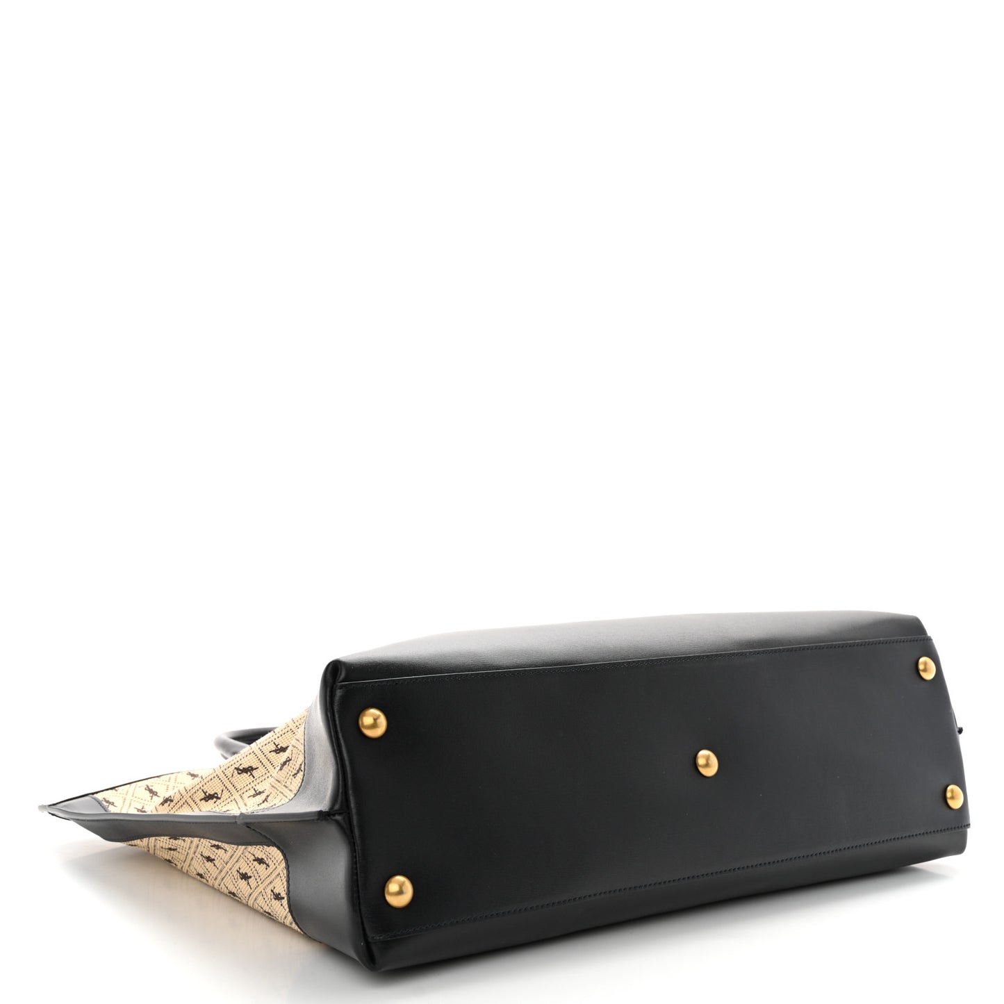 Canvas All-Over Monogram Cabas Tote Beige Black