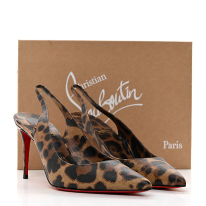 Christian Louboutin Calfskin Leopard Kate Slingback 85 Pumps 37.5 Brown 8 of 8