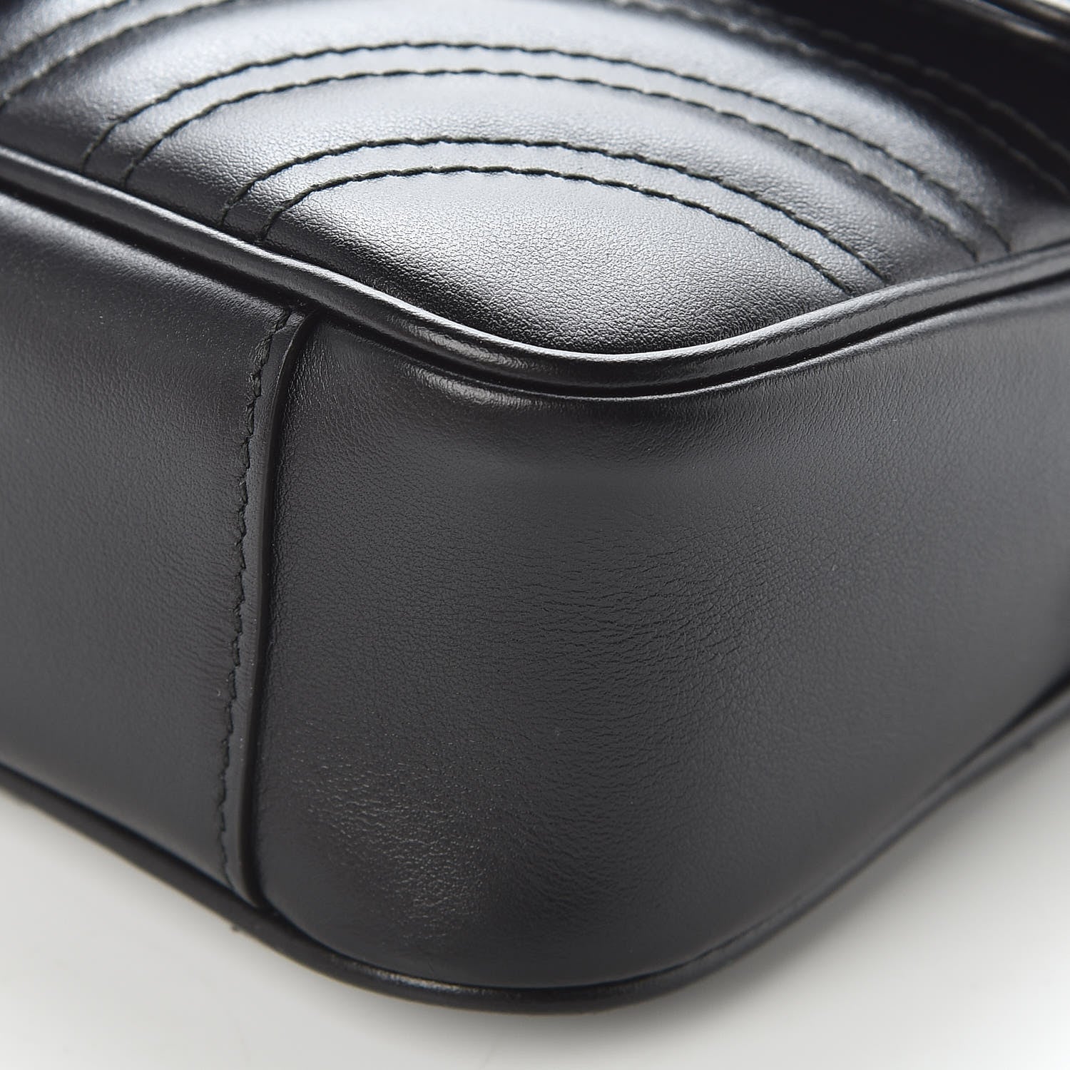 Gucci Calfskin Matelasse Mini GG Marmont Shoulder Bag Black 6 of 10