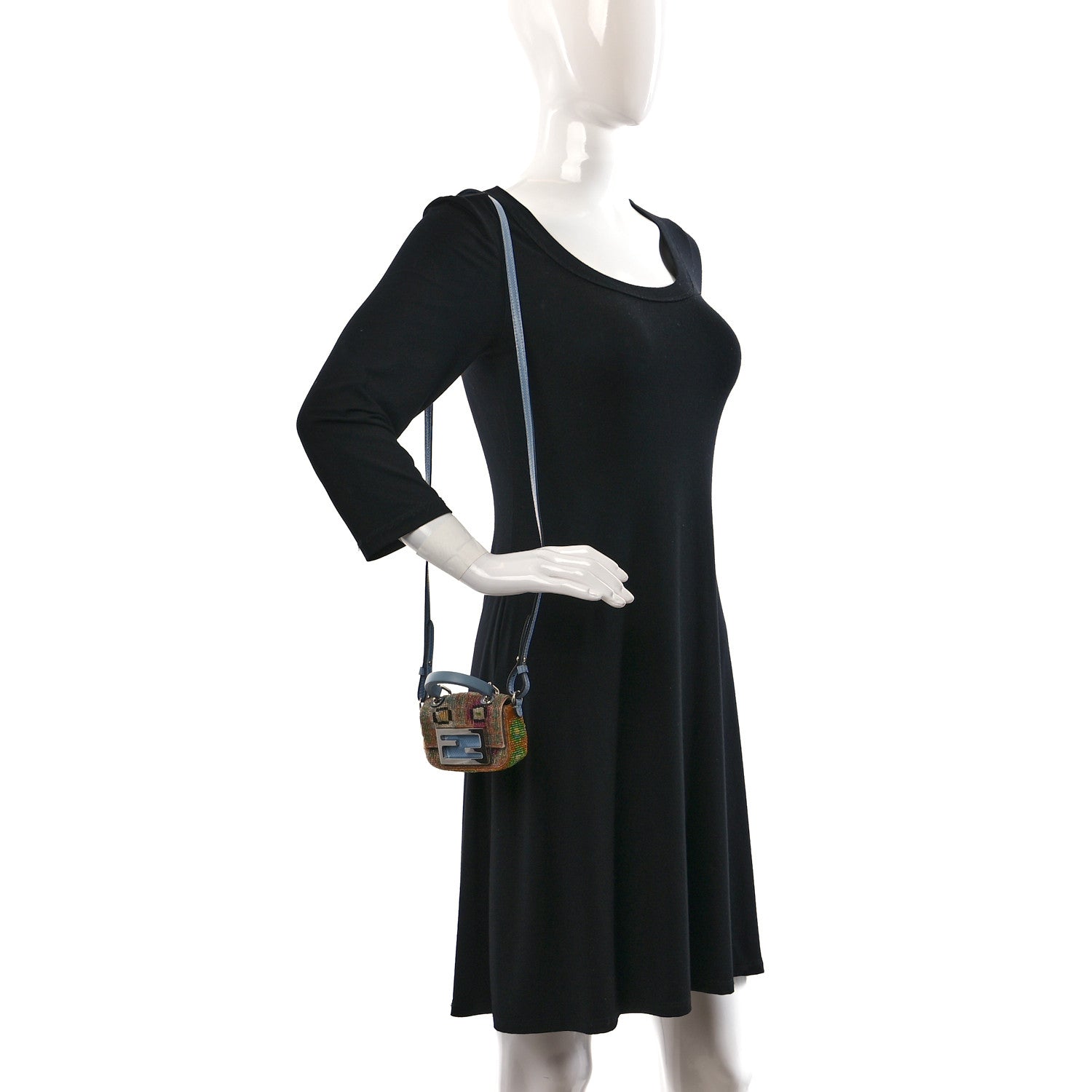 Fendi Perline Glass Karung Beaded Nano Maxi Buckle Baguette Charm Multicolor Azzurro Glicine 2 of 10