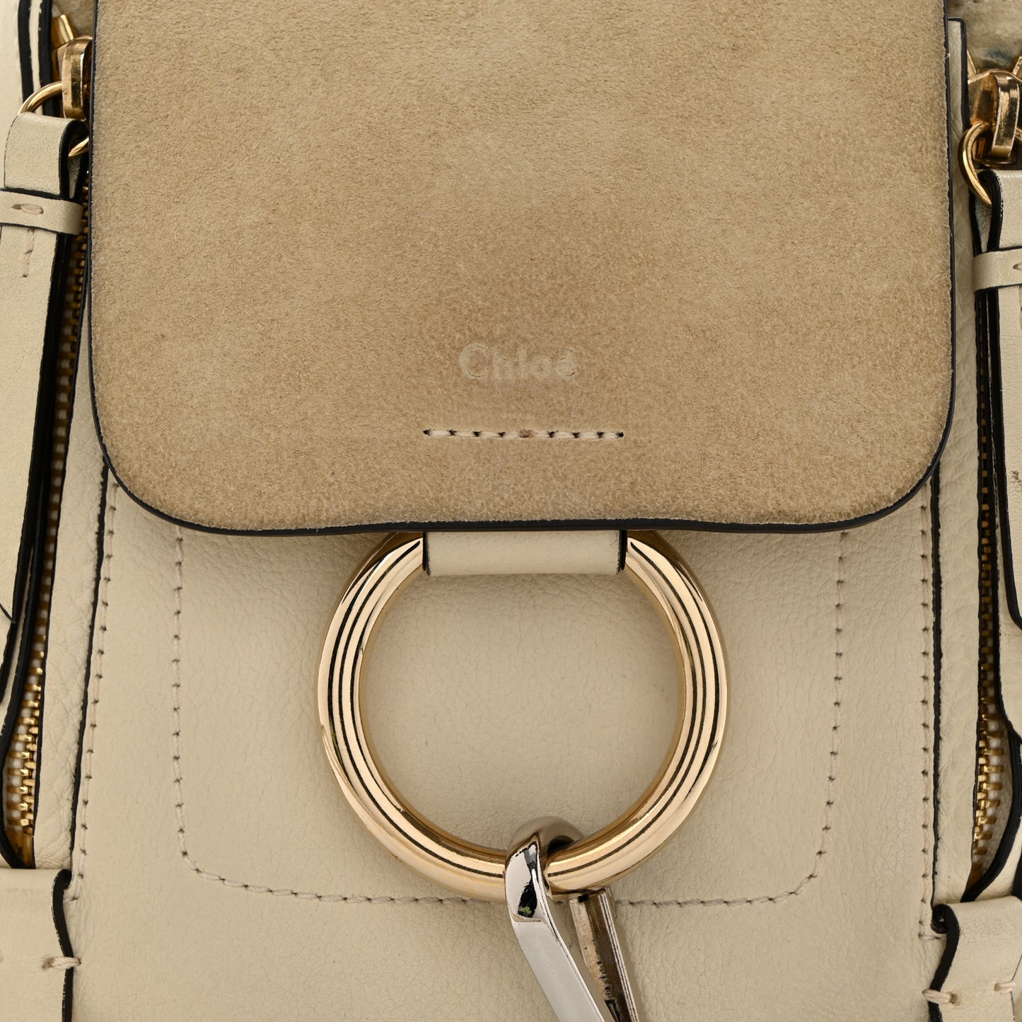 Suede Calfskin Mini Faye Backpack Off White