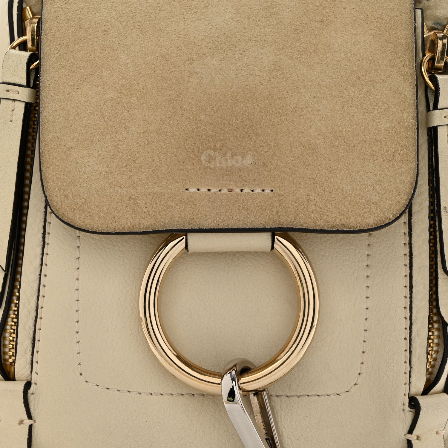 Chloe Suede Calfskin Mini Faye Backpack Off White 9 of 14