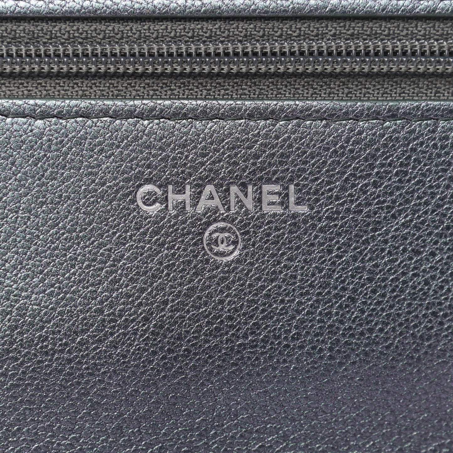 Iridescent Goatskin Quilted Wallet On Chain WOC Purple