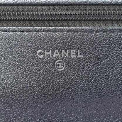 Chanel Iridescent Goatskin Quilted Wallet On Chain WOC Purple 6 of 9