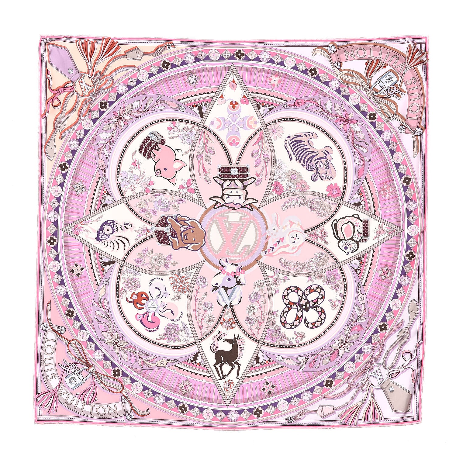Louis Vuitton Silk Superstition LV Square Scarf Rose Clair 1 of 6