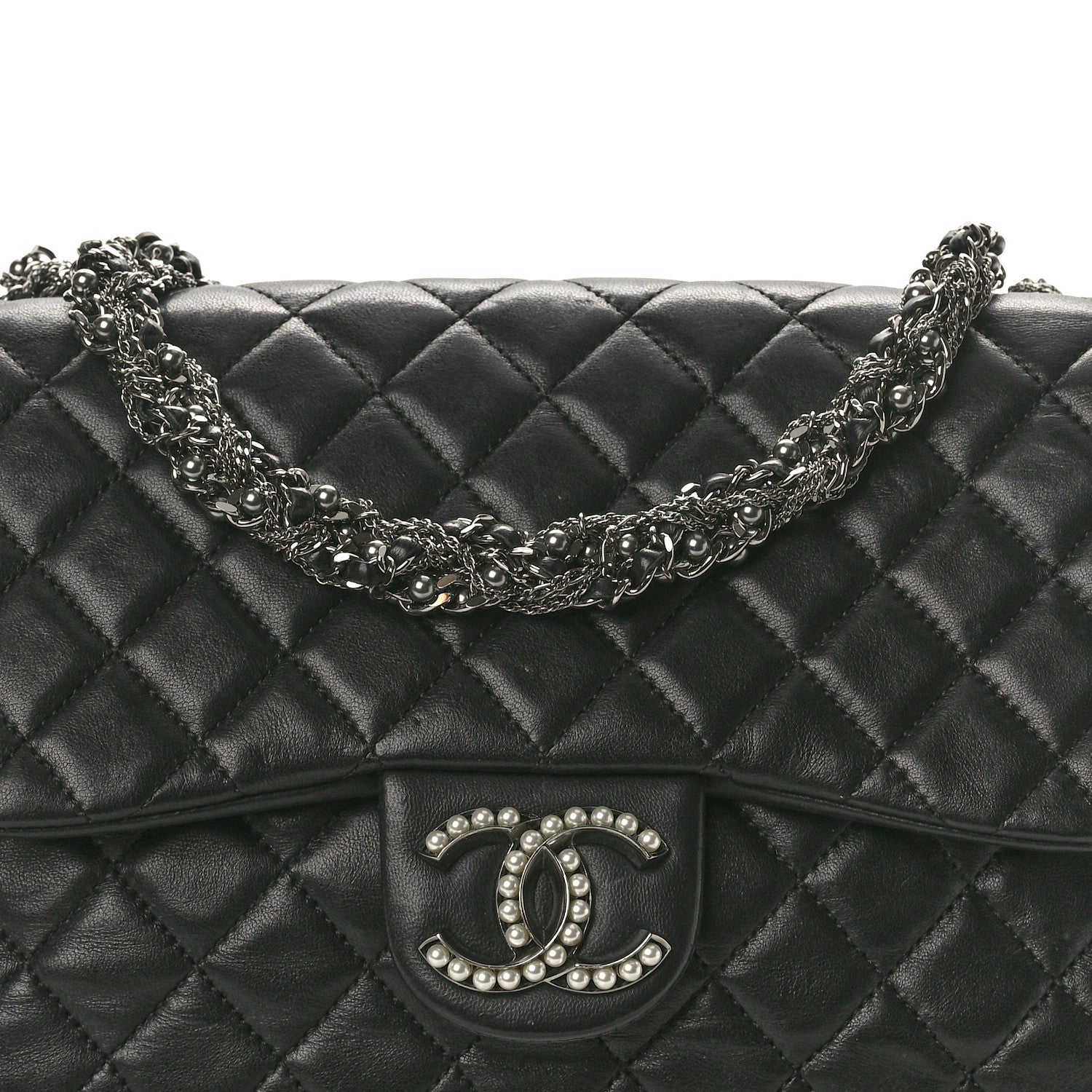 Chanel Lambskin Quilted Medium Westminster Pearl Flap Black 8 of 10