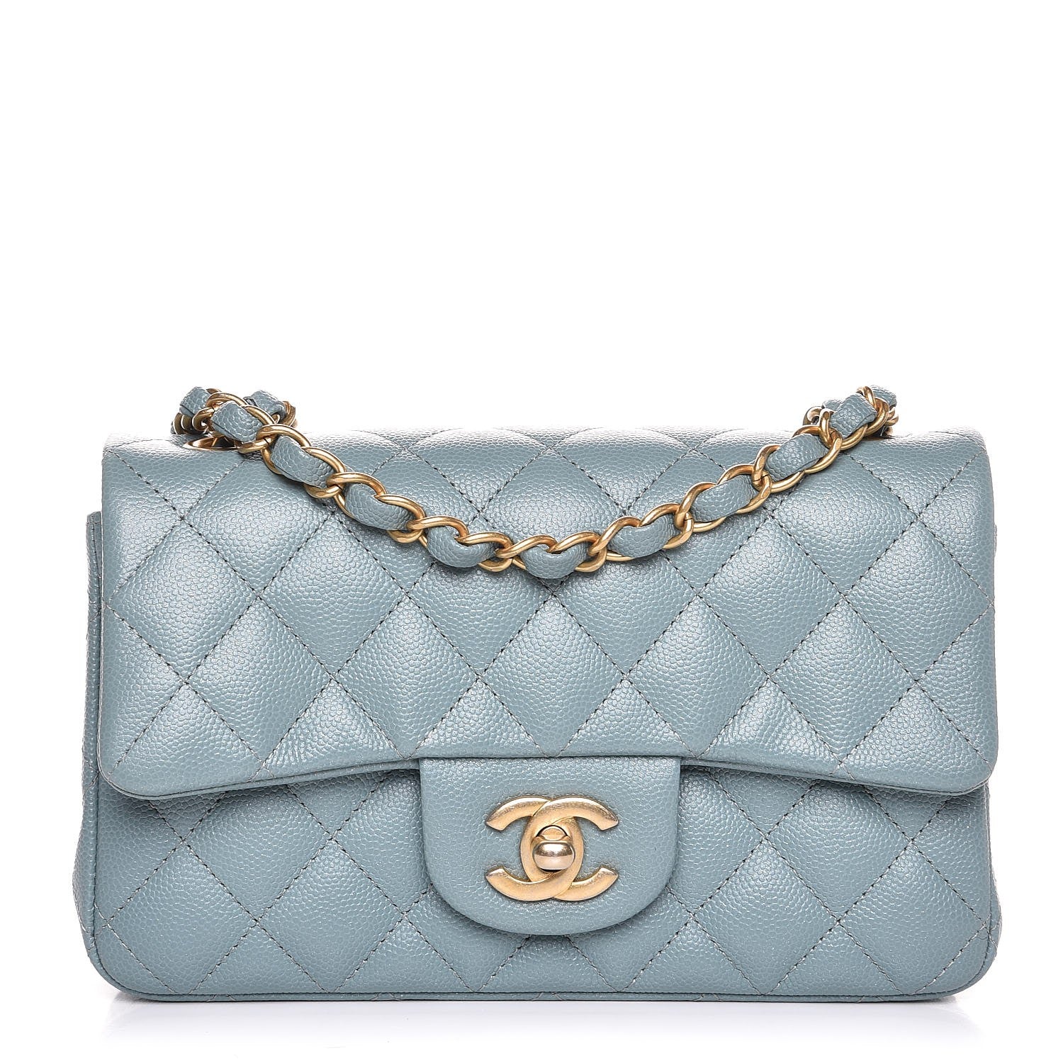 Chanel Iridescent Caviar Quilted Mini Rectangular Flap Light Blue 1 of 8