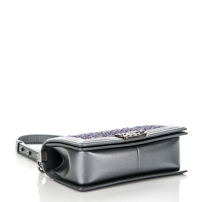 Chanel Tweed Metallic Lambskin Medium Boy Flap Silver 4 of 7