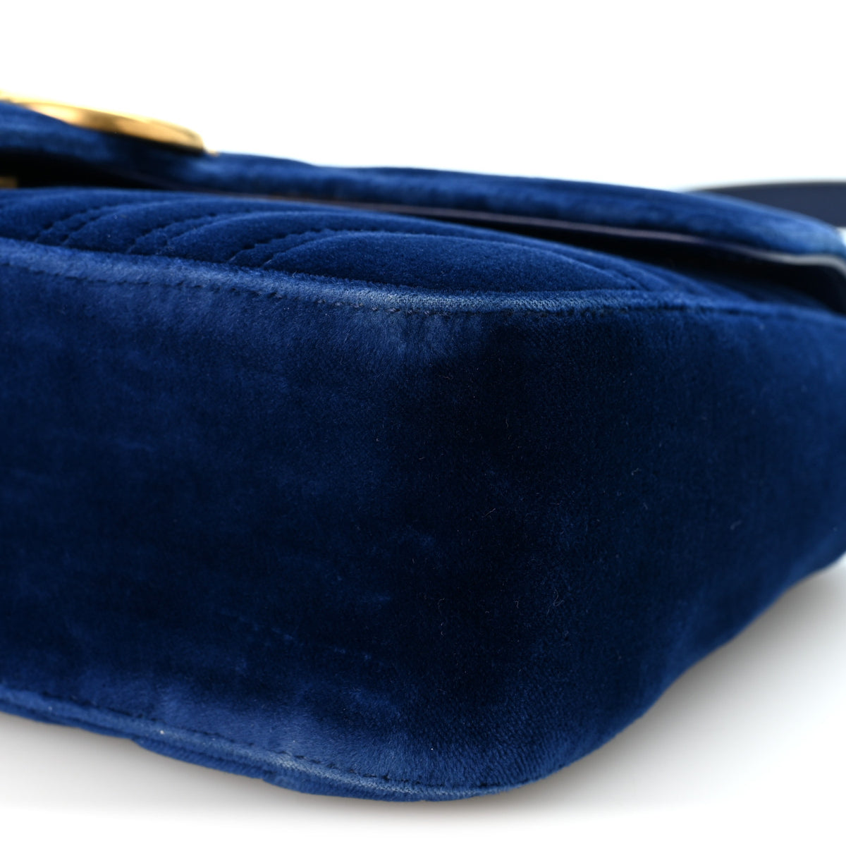 Gucci Velvet Matelasse Small GG Marmont Shoulder Bag Cobalt Blue 10 of 11