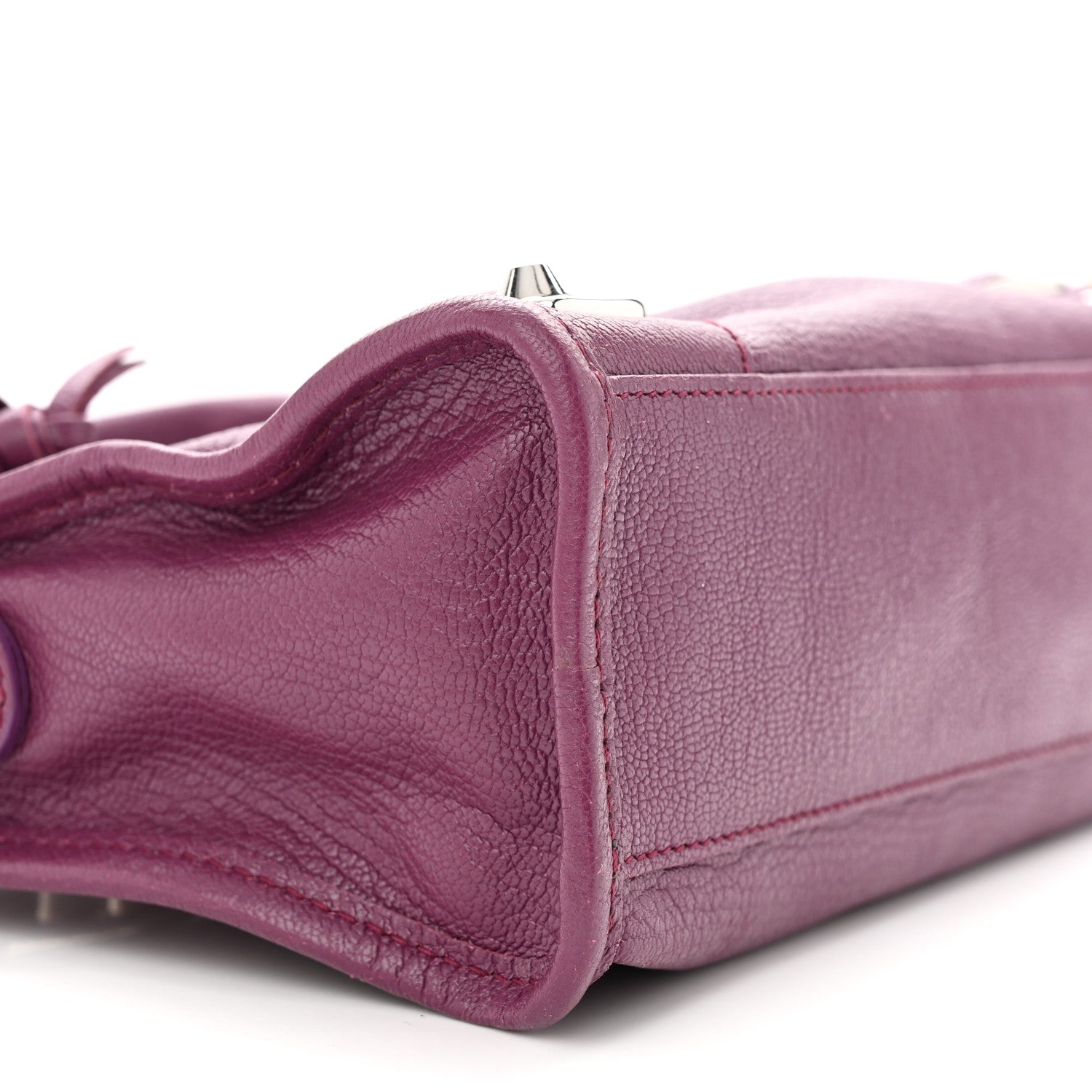 Balenciaga Chevre Silver Metallic Edge Hardware Mini City Violet Prune 9 of 11