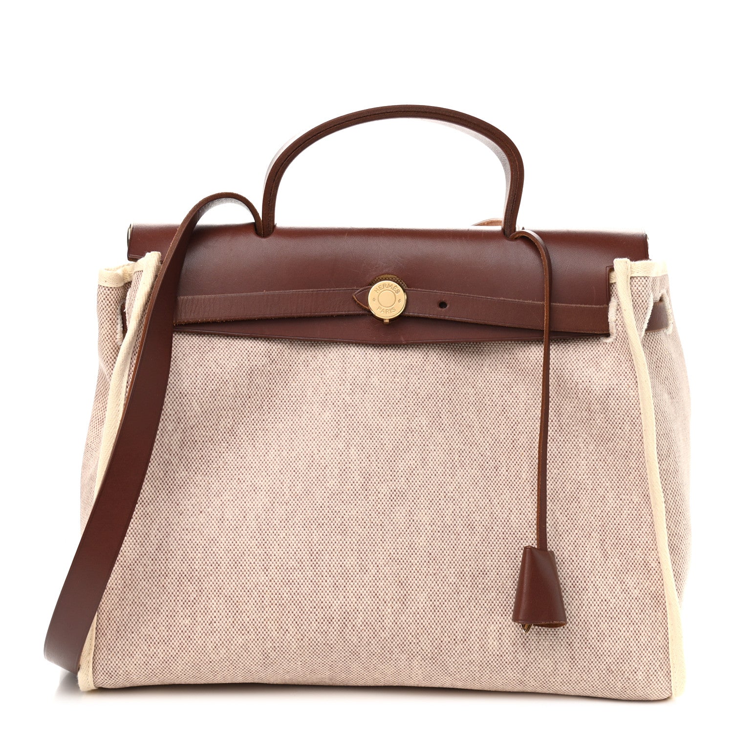 Hermes Vache Hunter Toile Herbag 30 PM Natural Havane 1 of 11