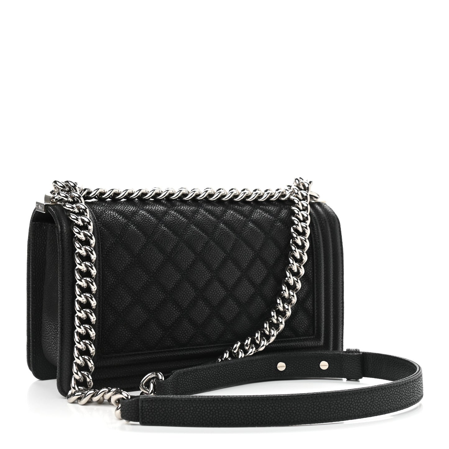Iridescent Calfskin Quilted Medium Boy Flap Black