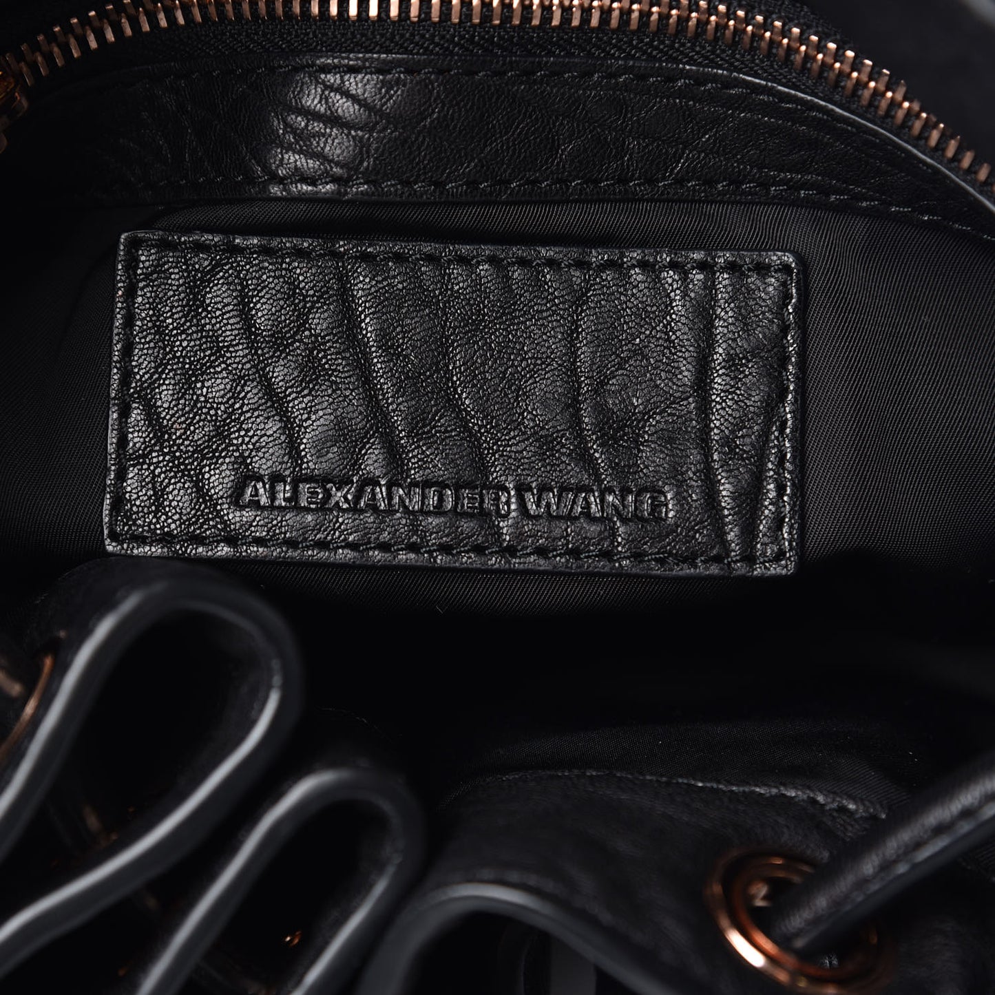 Pebbled Lambskin Diego Bucket Black Rose Gold Hardware