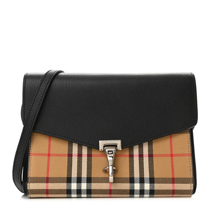 Burberry Derby Calfskin Vintage Check Small Macken Crossbody Bag Black 1 of 10