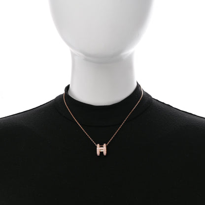 Hermes Lacquered Rose Gold Pop H Pendant Necklace Rose Dragee 2 of 7