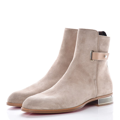 Christian Louboutin Veau Velours Grosgrain Cortino Boots 40.5 Mandorla 3 of 9
