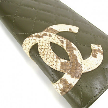 Chanel Calfskin Python Quilted Cambon Yen Wallet Khaki 5 of 10