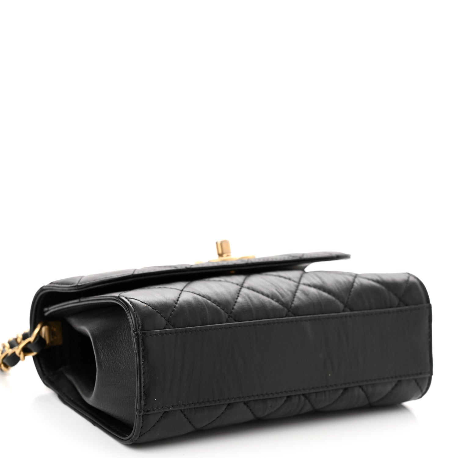 Chanel Crumpled Lambskin Quilted Mini CC Links Top Handle Flap Black 4 of 11