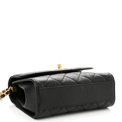 Chanel Crumpled Lambskin Quilted Mini CC Links Top Handle Flap Black 4 of 11