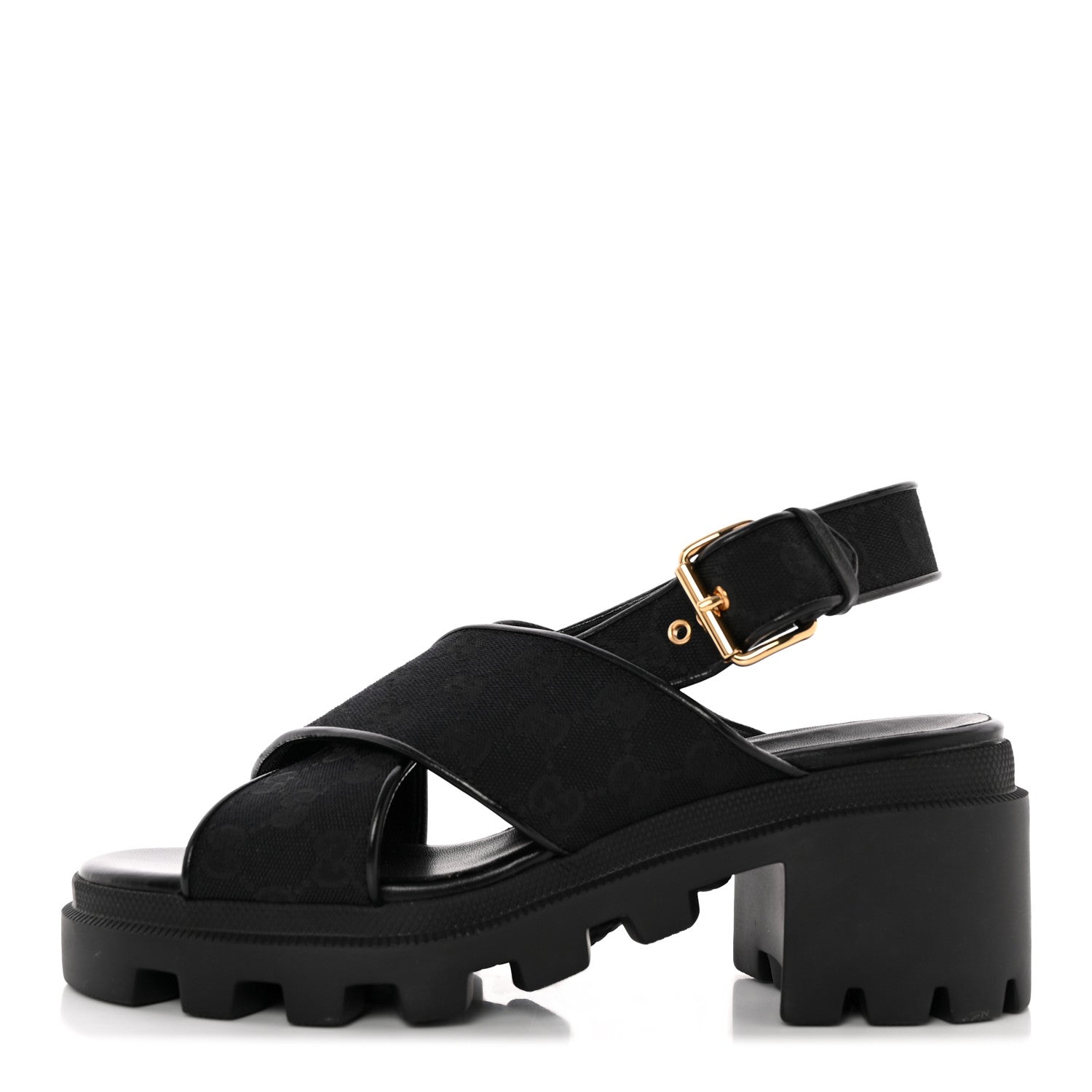 Gucci Monogram Granada Kid Trip 40/72mm Lug Sole Sandals 40.5 Black 1 of 9