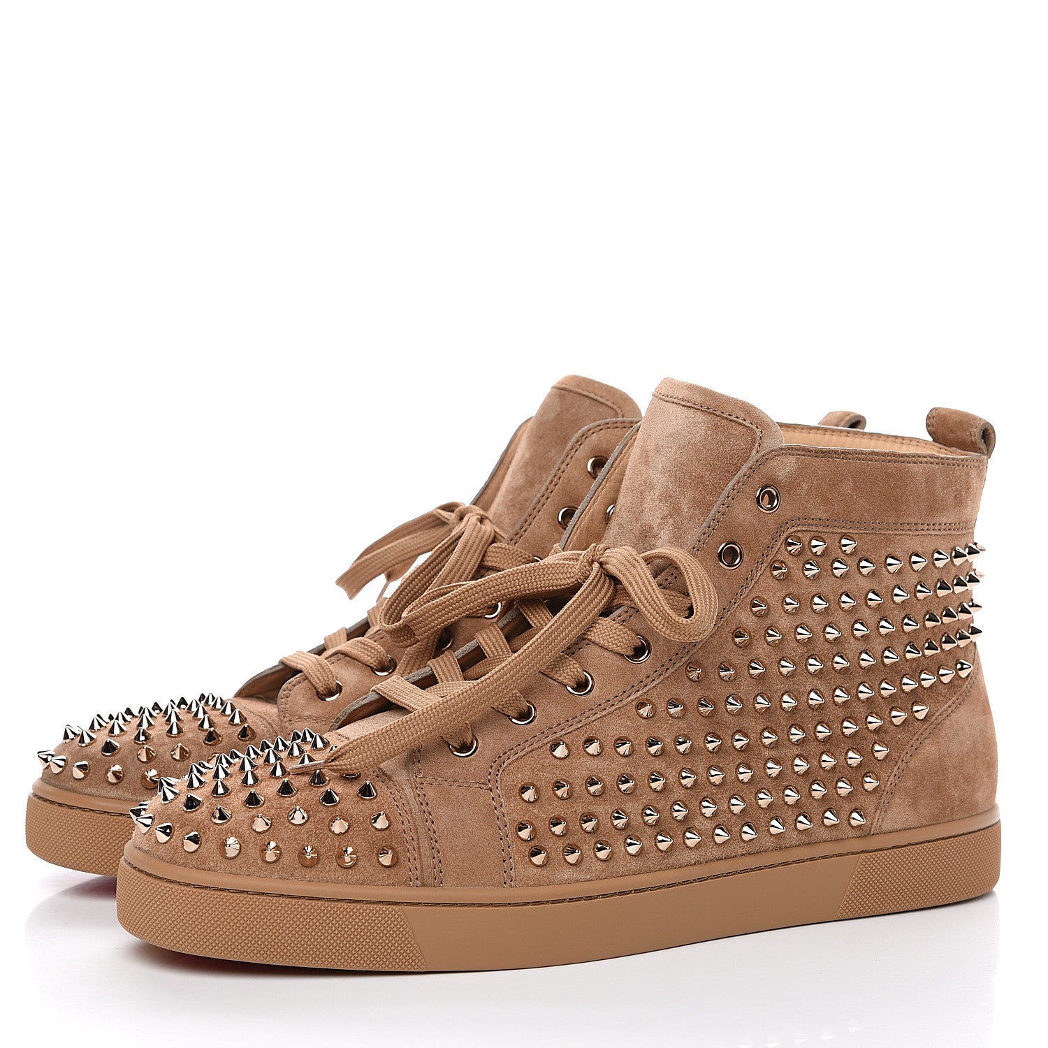 Christian Louboutin Veau Velours Mens Louis Spikes Flat Sneakers 46 Colombe 3 of 10