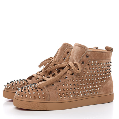 Christian Louboutin Veau Velours Mens Louis Spikes Flat Sneakers 46 Colombe 3 of 10