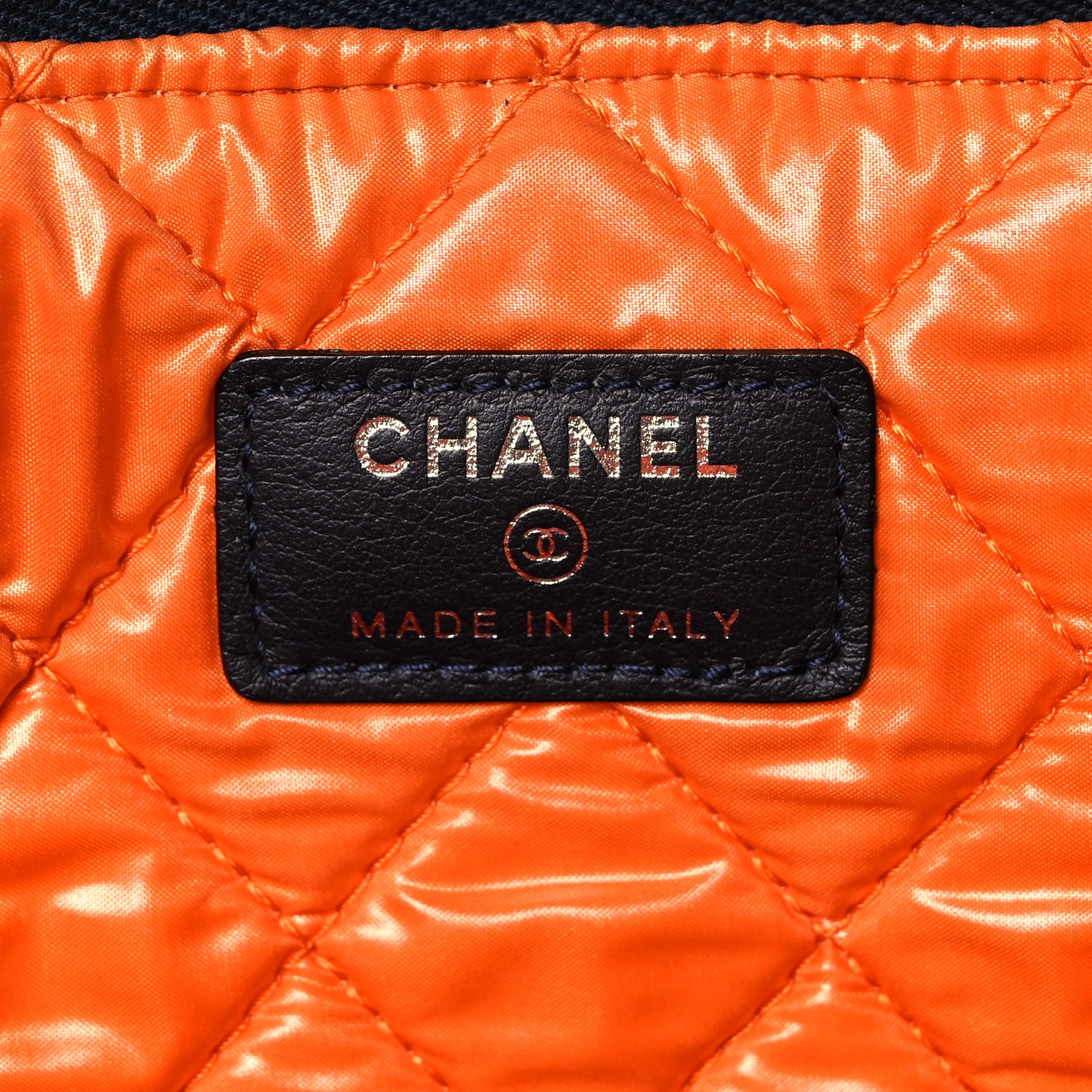 Chanel Denim Medium Deauville Pouch Clutch Blue Orange 6 of 11