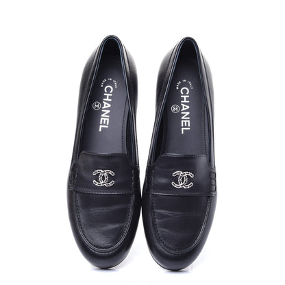 Chanel Calfskin CC Chain Mocassin Loafers 38.5 Black 5 of 11