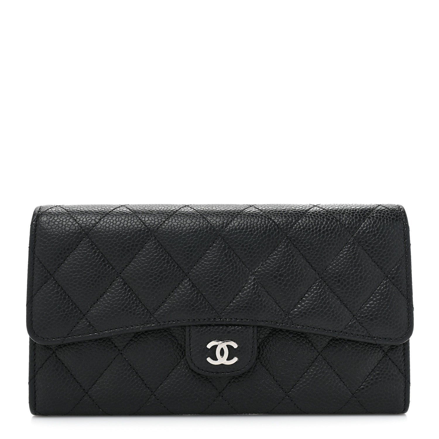 Chanel Caviar Quilted Large Gusset Flap Wallet Black 1 of 16