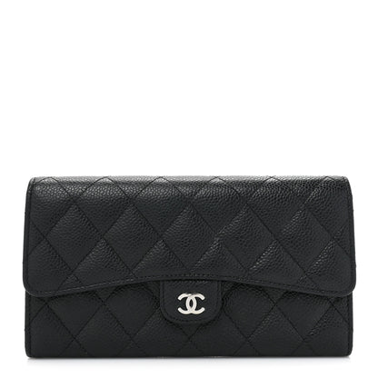Chanel Caviar Quilted Large Gusset Flap Wallet Black 1 of 16