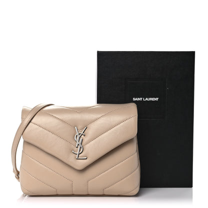 Saint Laurent Calfskin Y Quilted Monogram Toy Loulou Crossbody Bag Latte 11 of 11
