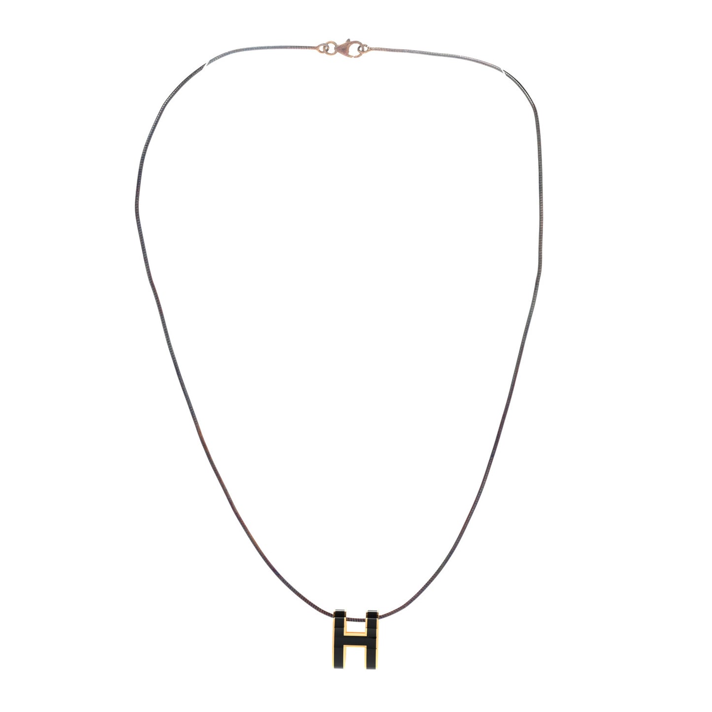 Lacquered Silver Pop H Pendant Necklace Black