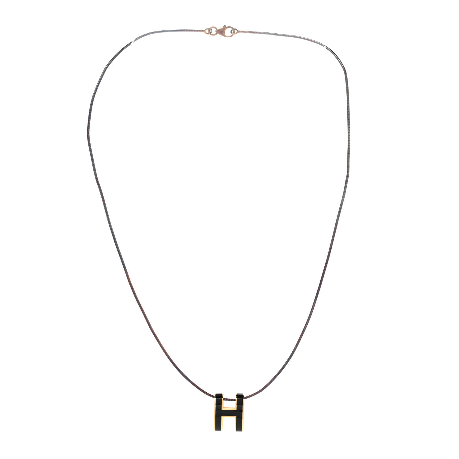 Hermes Lacquered Silver Pop H Pendant Necklace Black 3 of 8