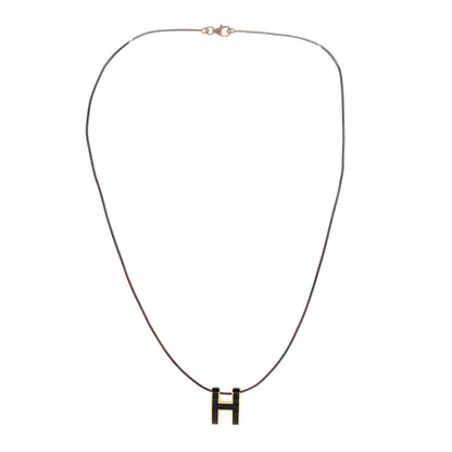 Hermes Lacquered Silver Pop H Pendant Necklace Black 3 of 8