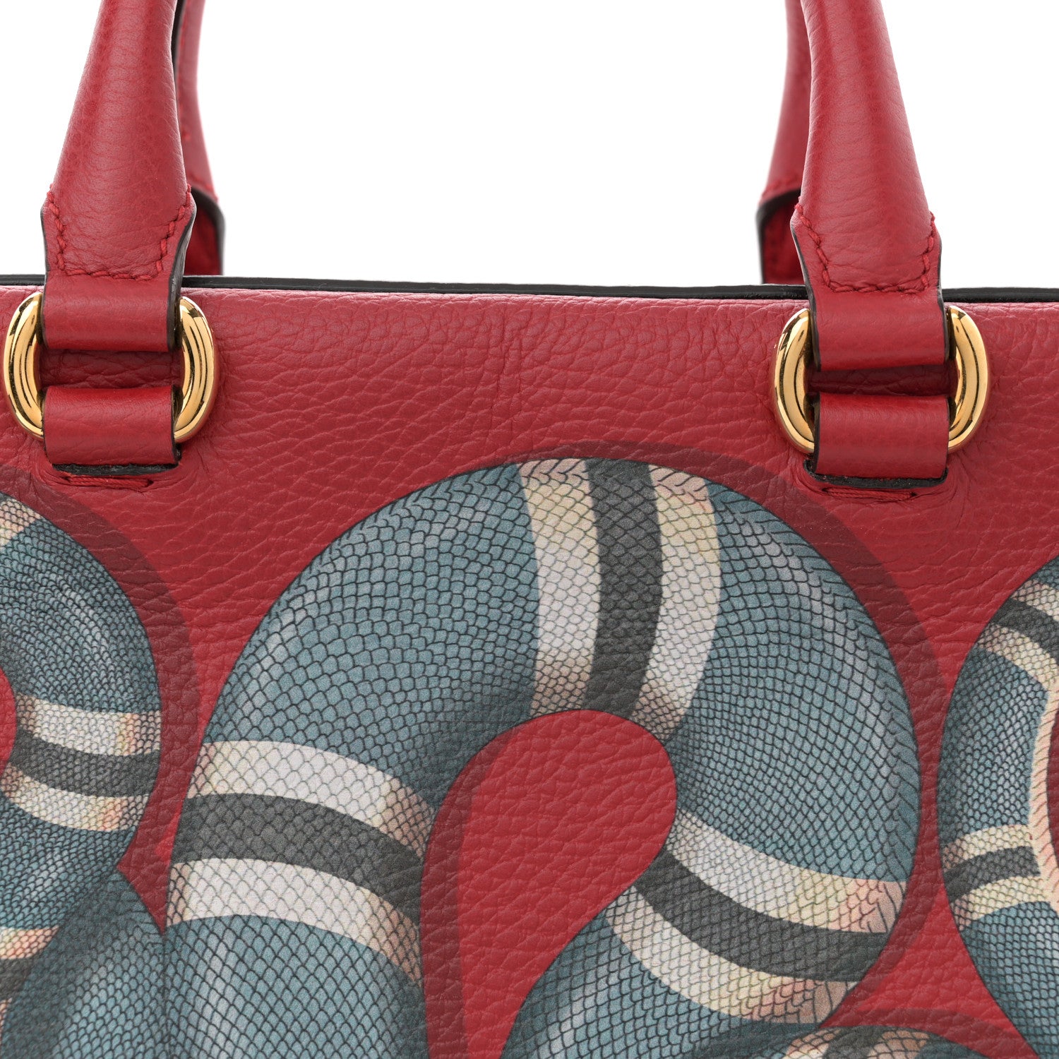 Gucci Calfskin Sylvie Web Kingsnake Print Top Handle Shoulder Bag Red 8 of 11