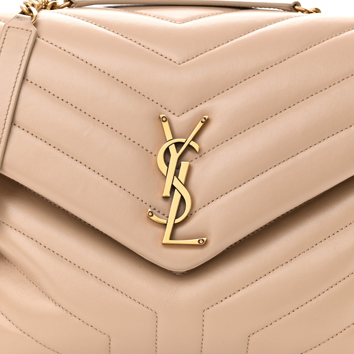 Calfskin Y Quilted Monogram Medium Loulou Chain Satchel Dark Beige