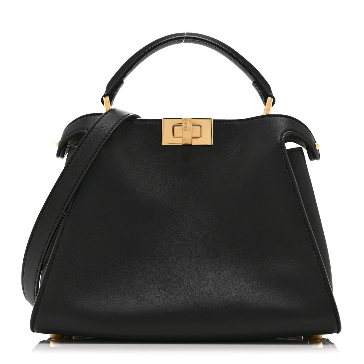 Fendi Vitello Tahiti Burro Medium Peekaboo Iconic Essentially Satchel Black Corda 1 of 11