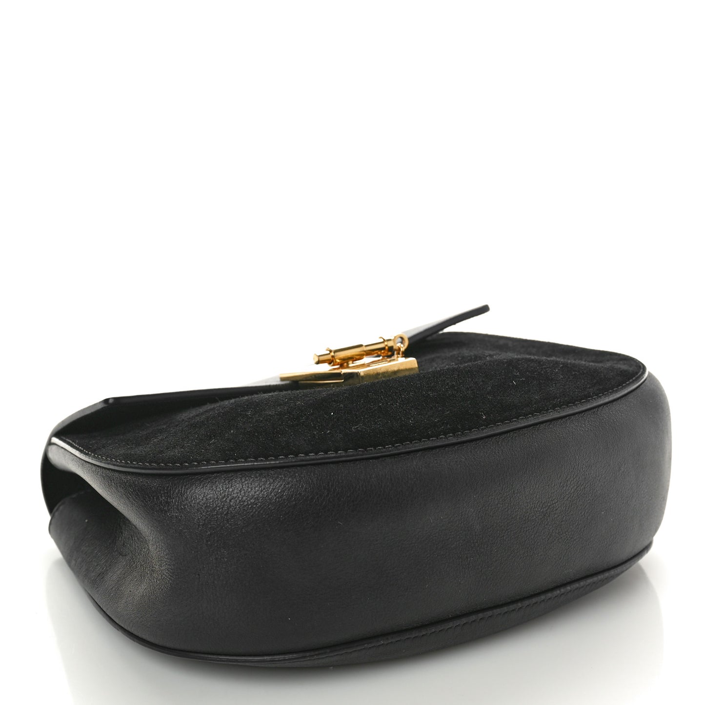 Suede Smooth Calfskin Drew Shoulder Bag Black