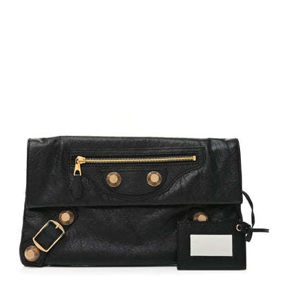 Balenciaga Agneau Giant 21 Gold Hardware Envelope Clutch Black 1 of 7