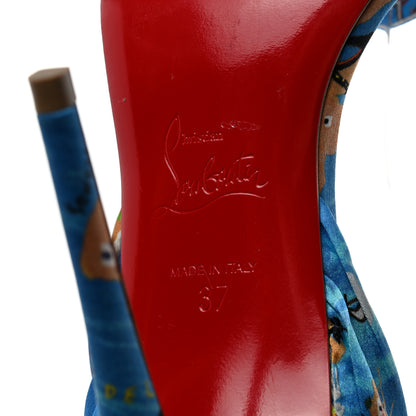 Christian Louboutin Crepe Satin Greekaba Du Desert 100 Sandal 37 Blue Multicolor 7 of 8