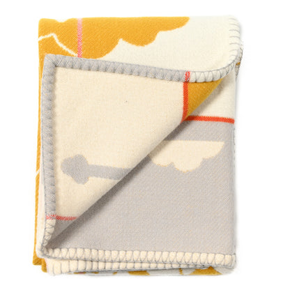 Hermes Wool Cashmere Avalon Epopee Blanket Jaune Miel Gris Perle 2 of 4