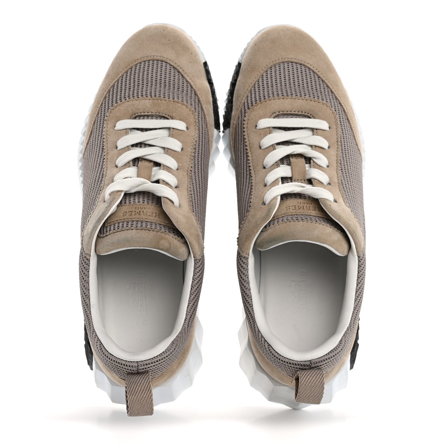 Air Mesh Suede Goatskin Bouncing Sneakers 38 Beige Camel