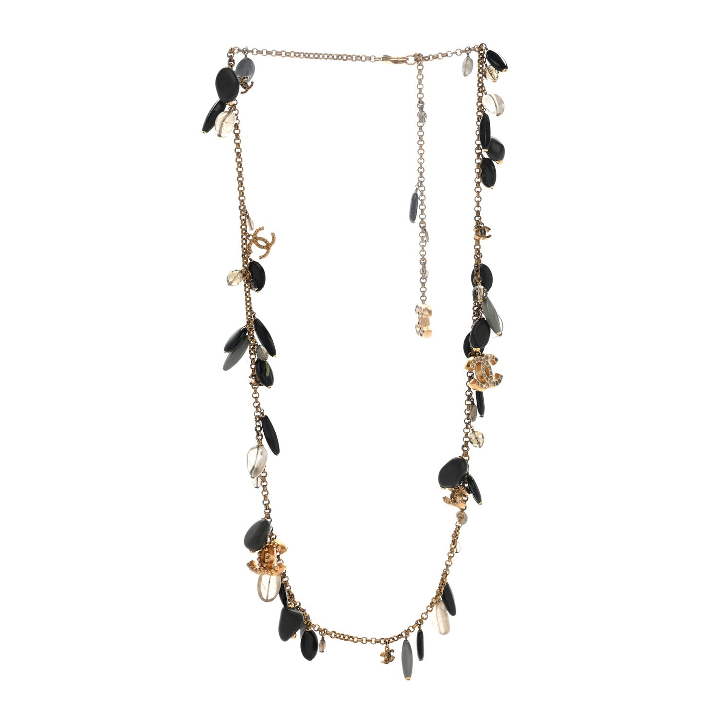 Resin CC Charms Necklace Black Gold