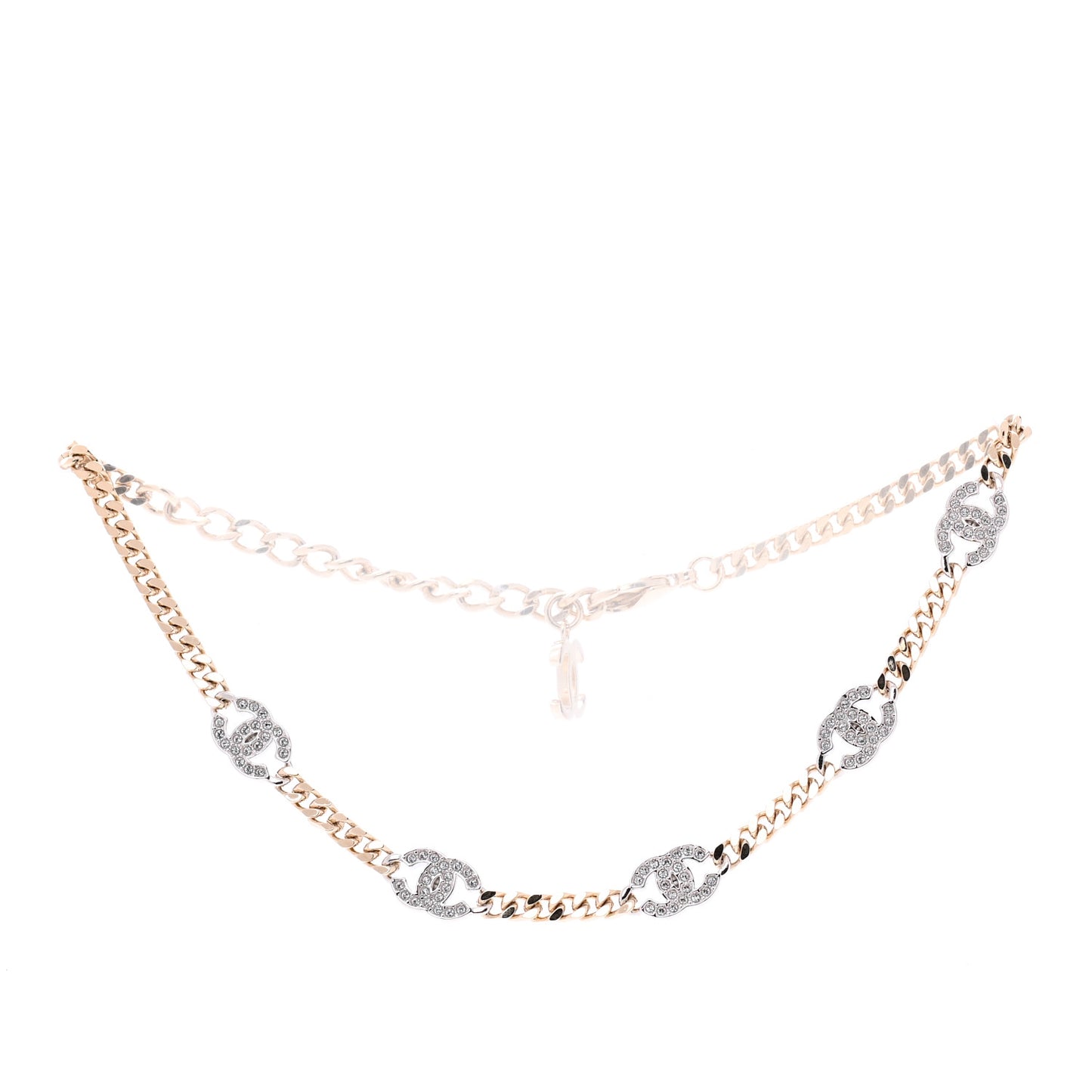 Crystal Chain CC Choker Gold Silver