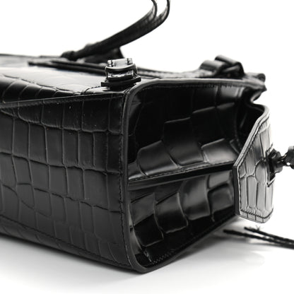 Balenciaga Semi Shiny Calfskin Crocodile Embossed Neo Classic Black Hardware Mini City Black 9 of 11