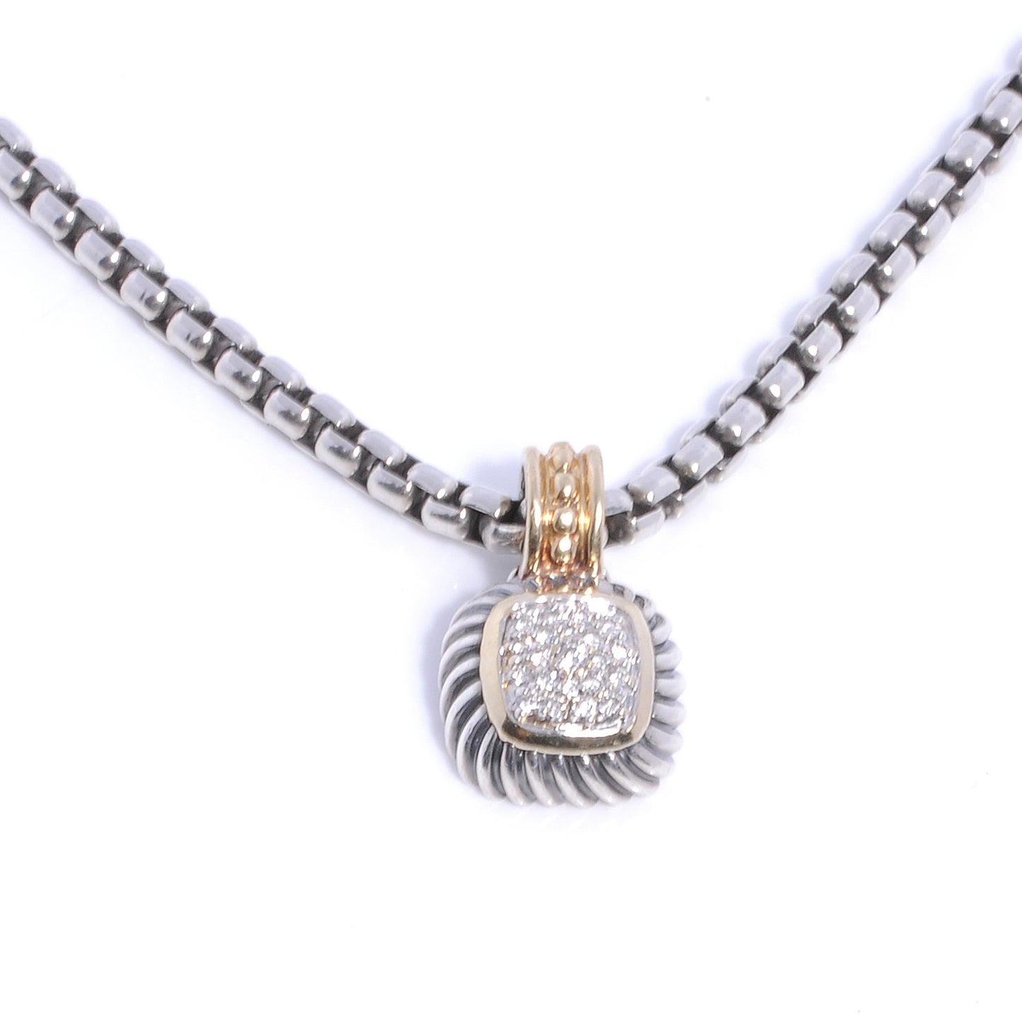 Sterling Silver and 18k Pave Diamond Ice Necklace